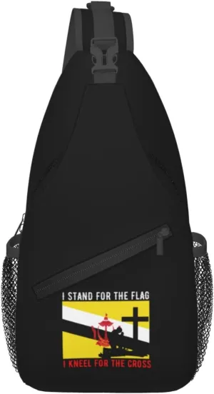 I Stand For The Brunei Flag And I Kneel For The Cross Crossbody Bags For Women Men Chest Backpack Gym Shoulder Bag Travel Outdoor Sports Casual Crossbody Bags