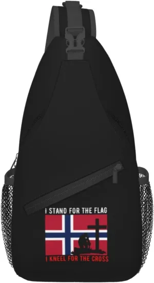 I Stand For The Norway Flag And I Kneel For The Cross Crossbody Bags For Women Men Chest Backpack Gym Shoulder Bag Travel Outdoor Sports Casual Crossbody Bags