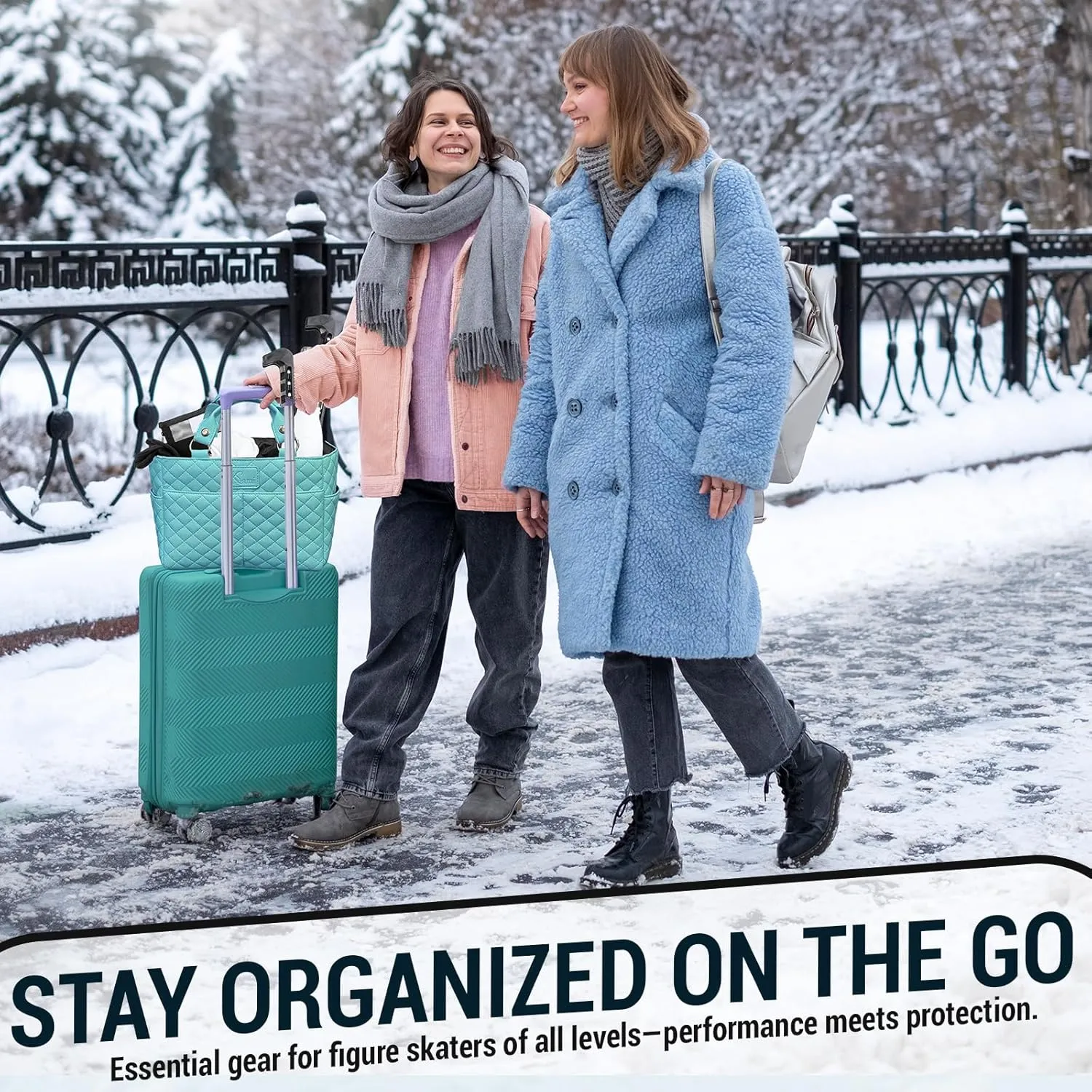 Ice Skate Bag Tote | Skate Bag Organizer with Multi-purpose Pockets | Ideal for Water Bottle, Gloves & Accessories