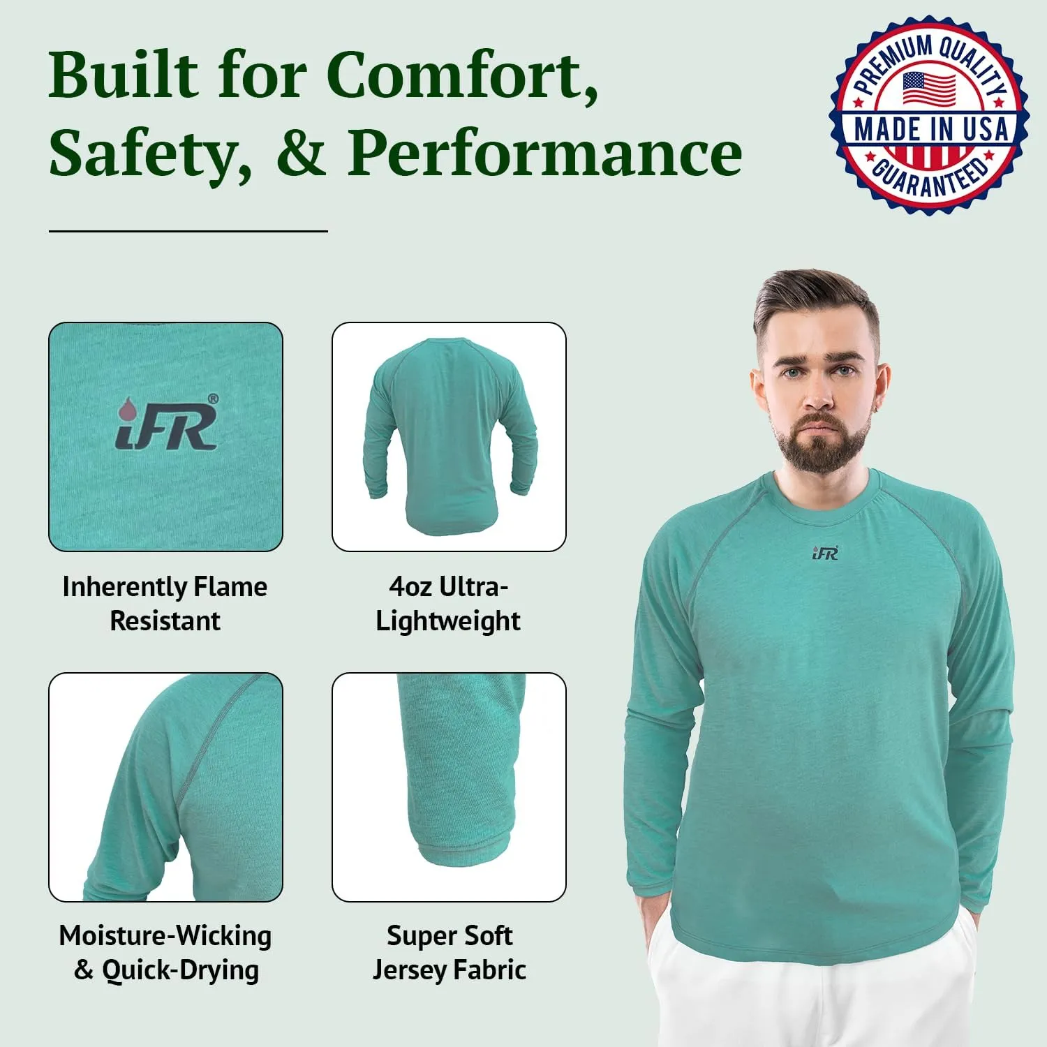 iFR Base Layer - Mens Long Sleeve Tee Shirts - Fire Resistant Shirts for Men - Fire Resistant Clothing