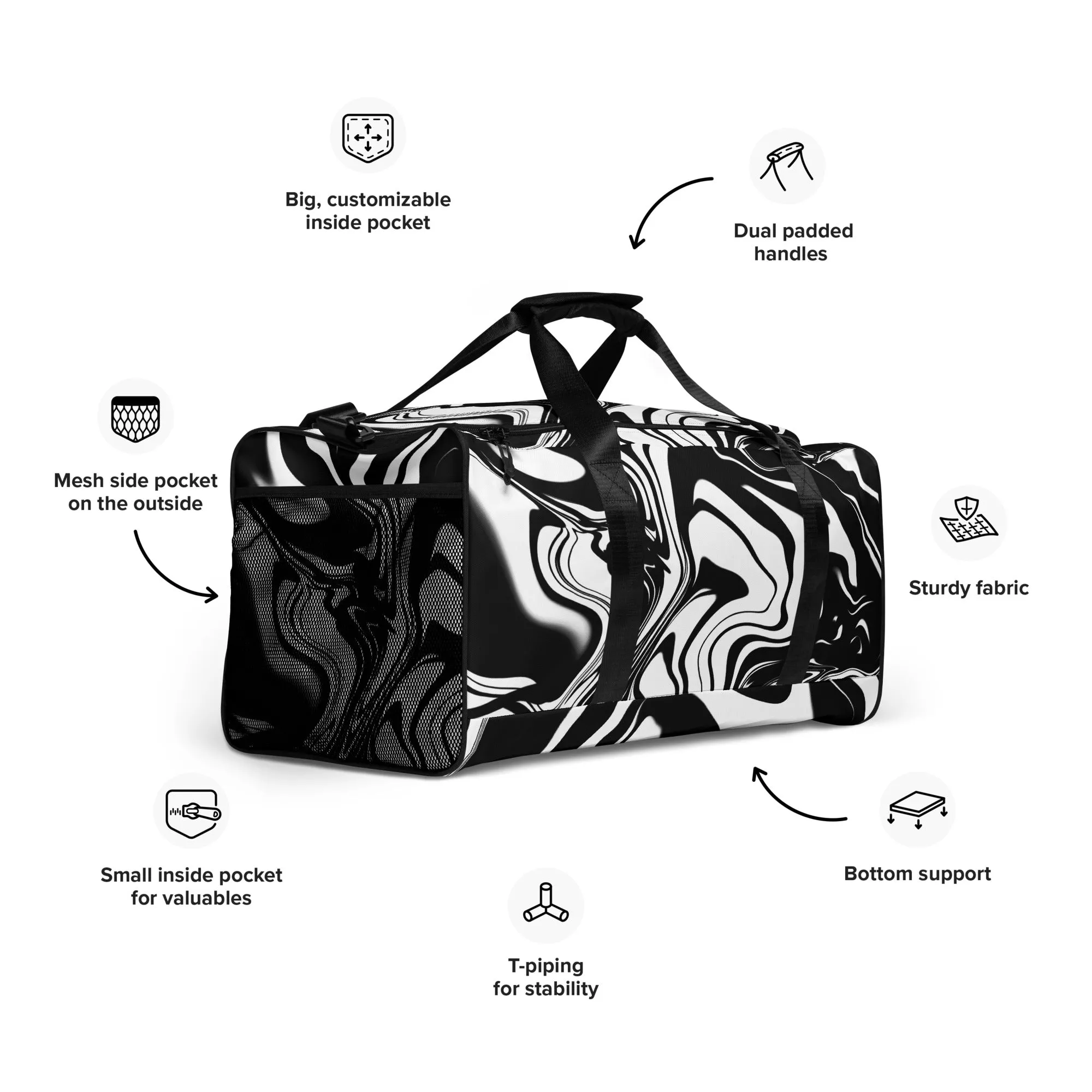 Illusions Psychadelic Black & White Duffle bag