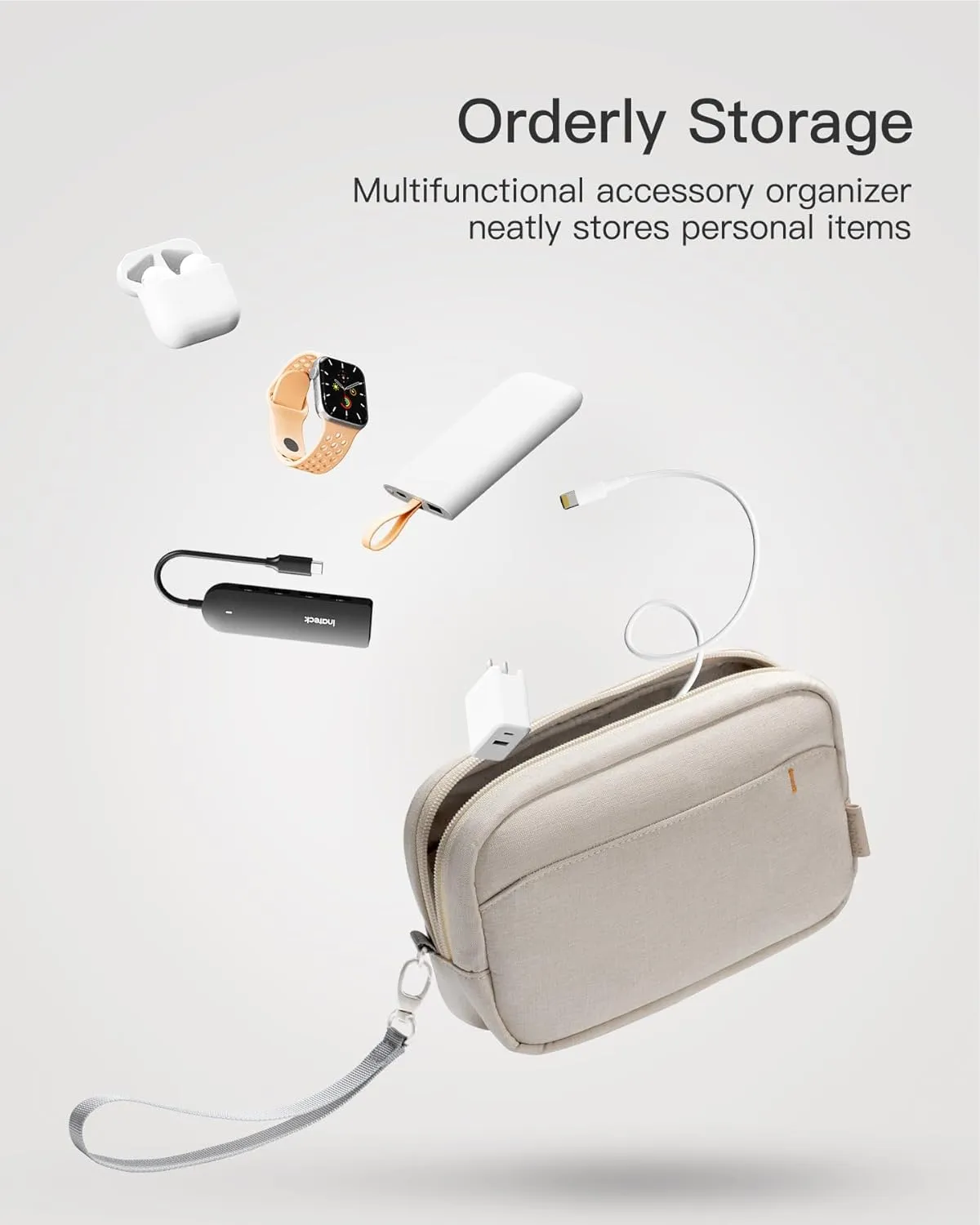 Inateck Electronics Organizer Travel Case, Water-resistant Cable Organizer Pouch, Multi-purpose Accessories Carry Case for Cord, Charger, Cables, Phone, USB Drive