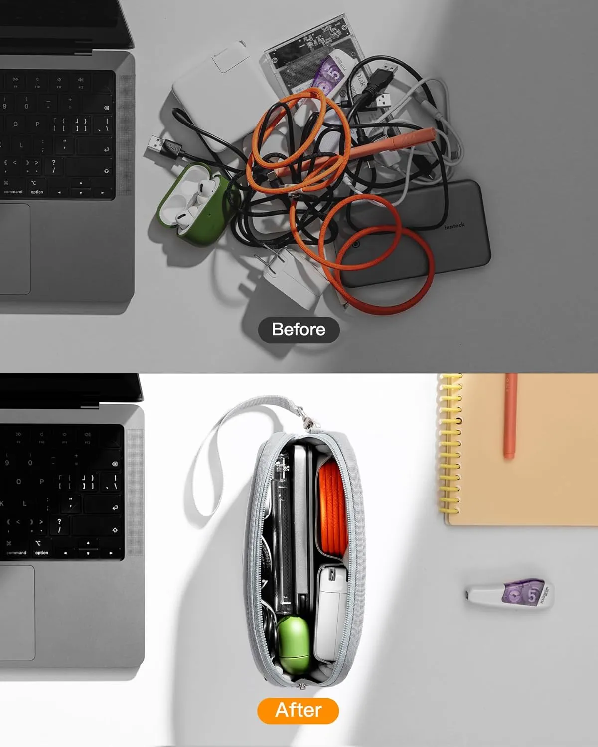 Inateck Electronics Organizer Travel Case, Water-resistant Cable Organizer Pouch, Multi-purpose Accessories Carry Case for Cord, Charger, Cables, Phone, USB Drive