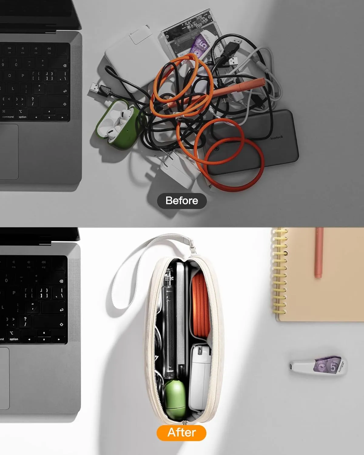 Inateck Electronics Organizer Travel Case, Water-resistant Cable Organizer Pouch, Multi-purpose Accessories Carry Case for Cord, Charger, Cables, Phone, USB Drive