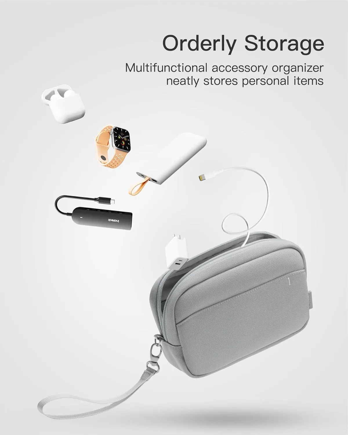 Inateck Electronics Organizer Travel Case, Water-resistant Cable Organizer Pouch, Multi-purpose Accessories Carry Case for Cord, Charger, Cables, Phone, USB Drive