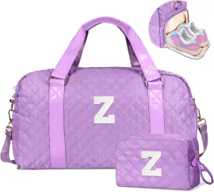 Initial Gym Bag for Kids Girls, Travel Duffel Bag, Teacher Appreciation Gifts Ideas, Mother's Day Gift Ideas