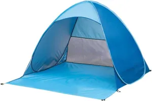 Instant Tent for Travel Automatic Folding Sun Shelter Rugged Structure Blue Fabric