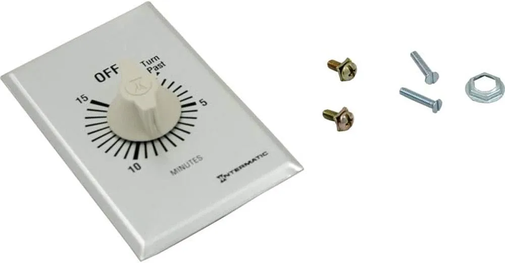 Intermatic FF15MC 15-Minute Spring Loaded Wall Timer SPST No Hold - Enhance Energy Efficiency with Universal Compatibility - Automatic Timer for Effortless Control, Brushed Metal Finish