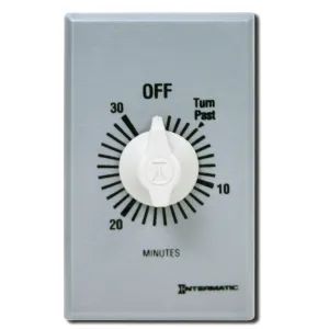 Intermatic FF30MC 30-Minute Spring Loaded Wall Timer SPST No Hold - Enhance Energy Efficiency with Universal Compatibility - Automatic Timer for Effortless Control, Brushed Metal Finish