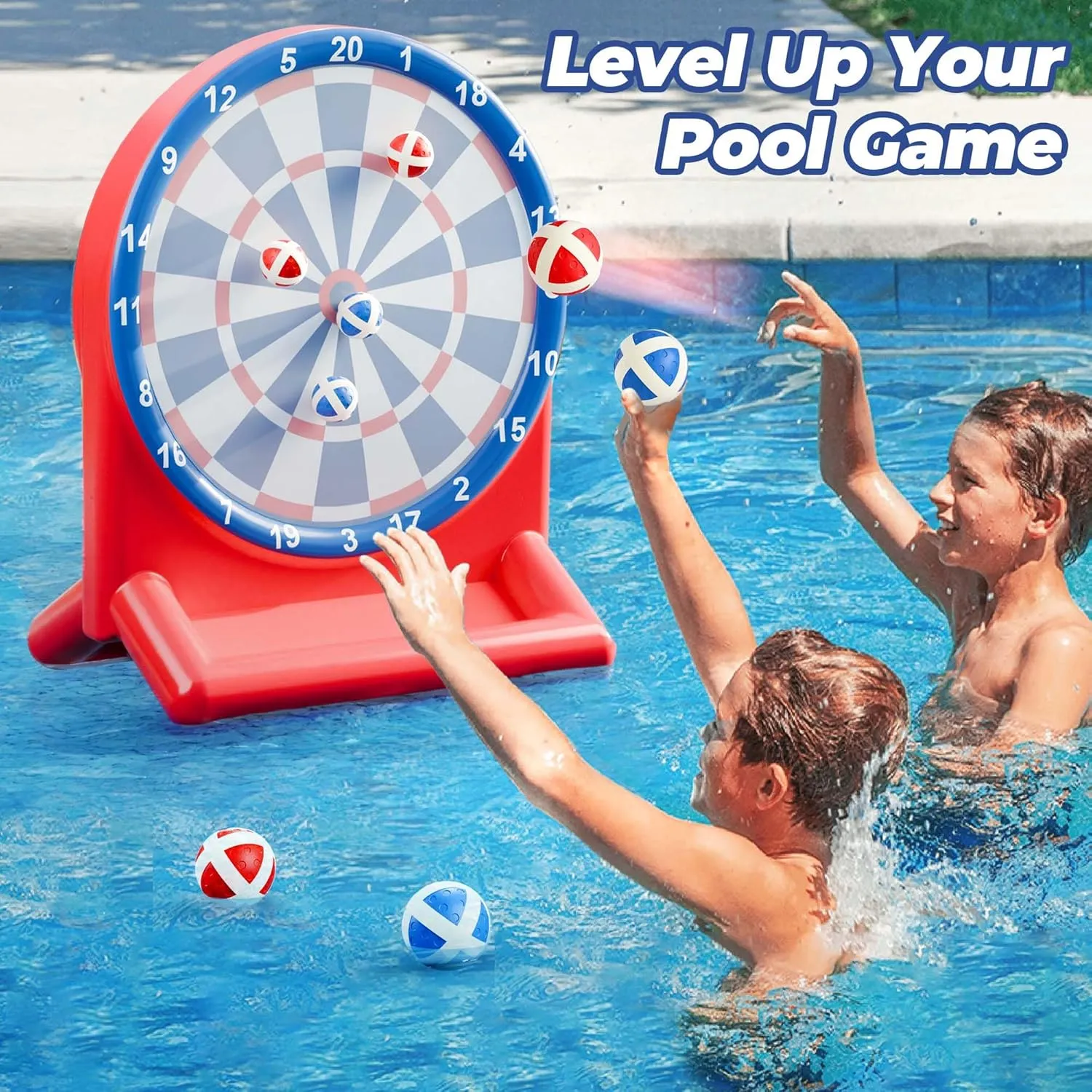 iPlay, iLearn Pool Wave Kids Fun Pool Toys, Inflatable Dart Board Water Games, Swimming Pool Floats, Beach Yard Outdoor Play, Cool Summer Party Gift for 6 7 8 9 10 12 Year Old Boy Girl Teen Adult-Red