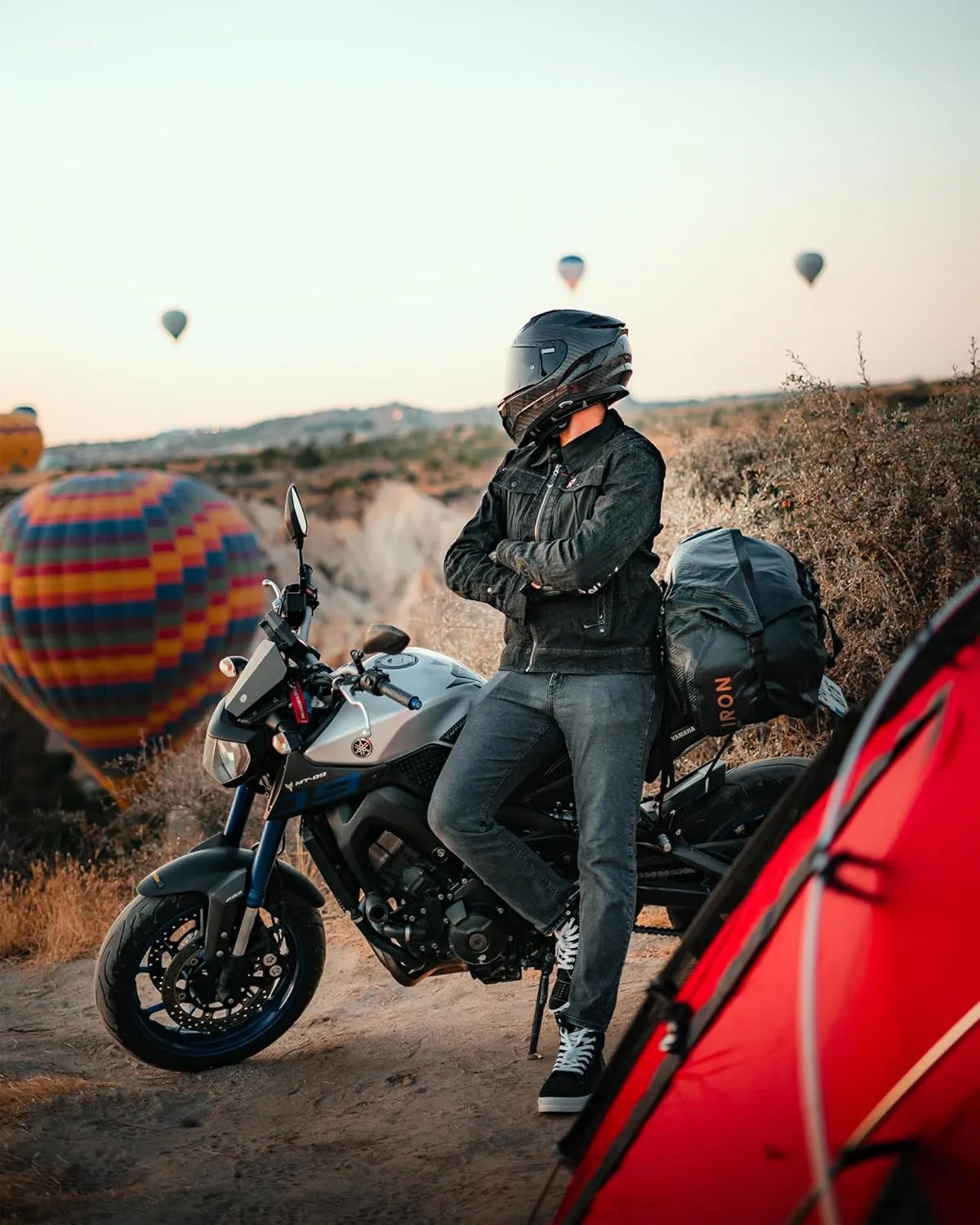 IRON JIA'S Motorcycle Dry Bag - Waterproof Duffle & Luggage Tail Bag Saddle Bags with Roll Top Closure, Shoulder Straps, Inner Pocket and Mesh Pocket (Carbon Fiber, 50L)