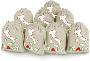 Italy Map Flag Cute Tag Drawstring Gift Bags 8 Sets Pockets DIY Jewelry Storage Pouches Wedding Party, style
