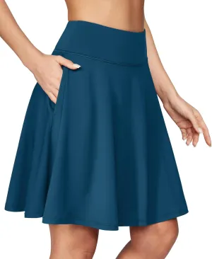 IUGA 20" Knee Length Skorts Skirts for Women with Pockets Tennis Skirt High Waisted Golf Skirts for Women Casual Athletic