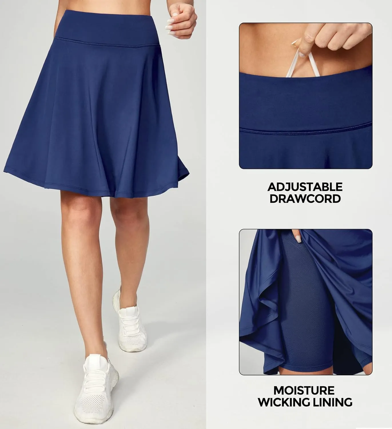 IUGA 20" Knee Length Skorts Skirts for Women with Pockets Tennis Skirt High Waisted Golf Skirts for Women Casual Athletic
