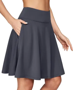 IUGA 20" Knee Length Skorts Skirts for Women with Pockets Tennis Skirt High Waisted Golf Skirts for Women Casual Athletic