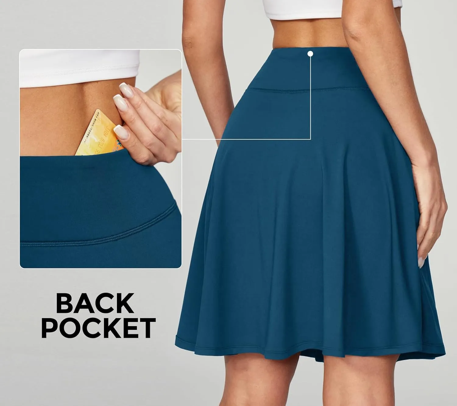 IUGA 20" Knee Length Skorts Skirts for Women with Pockets Tennis Skirt High Waisted Golf Skirts for Women Casual Athletic