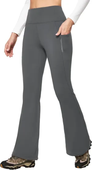 IUGA Fleece Lined Pants Women Water Resistant Hiking Pants Winter Flare Leggings with Pockets Bootcut Thermal