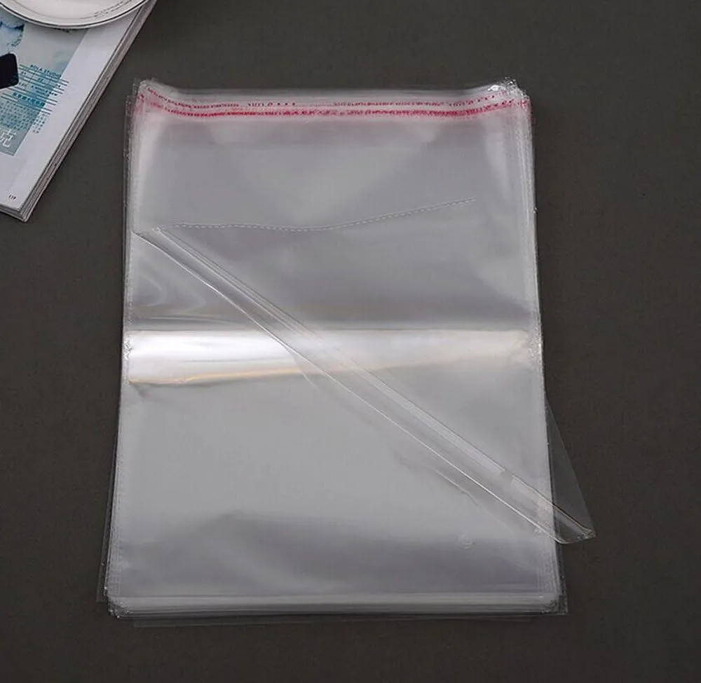 J-Beauty 15.5 x 11.5 Inch Clear Apparel Bags Self Seal Flap for T-Shirt,Clothes,Party Wedding Gift Bags (200 Pcs)