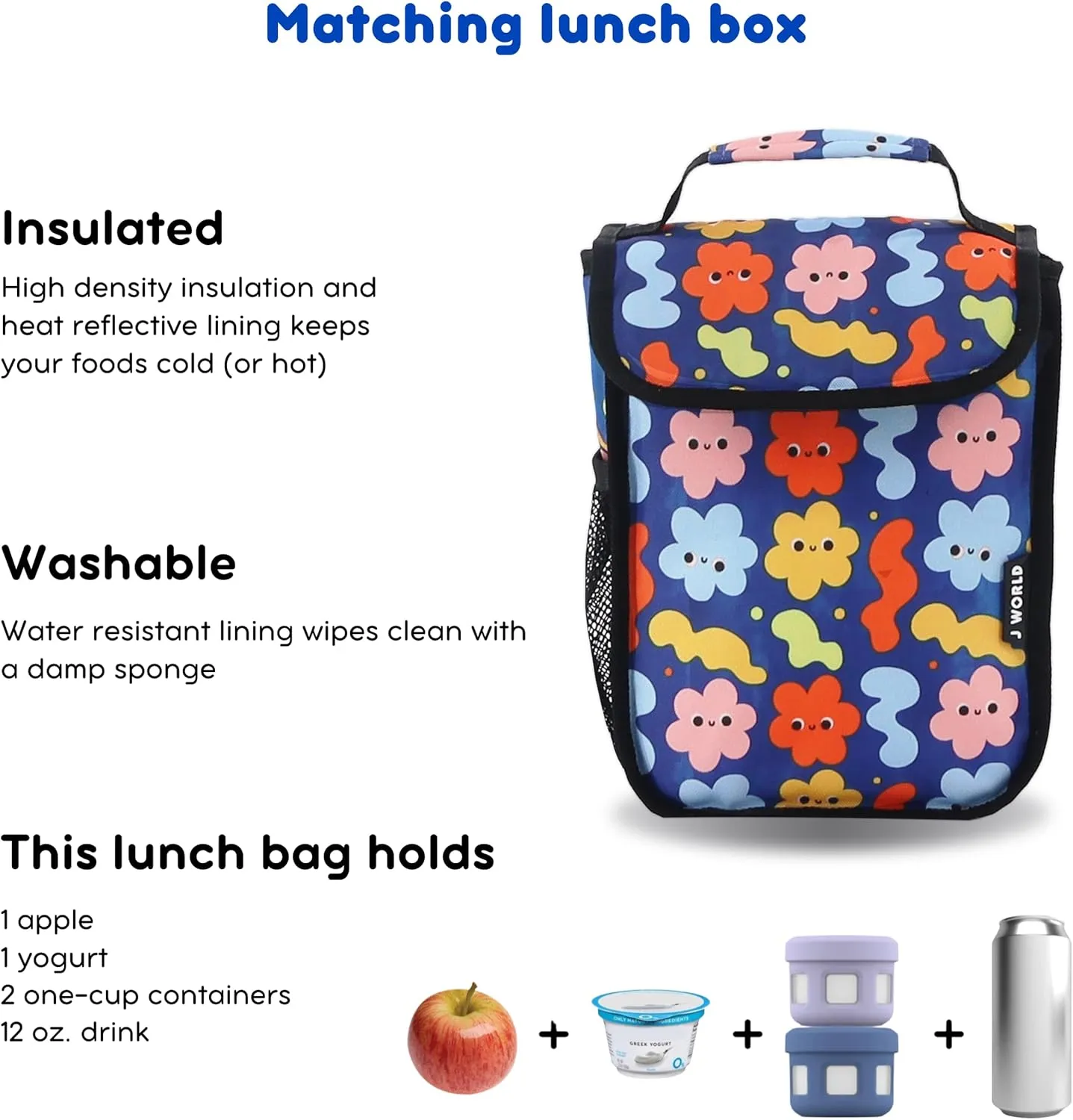 J World New York Lollipop Kids Rolling Backpack & Lunch Bag Set, Baby Cloud, One Size