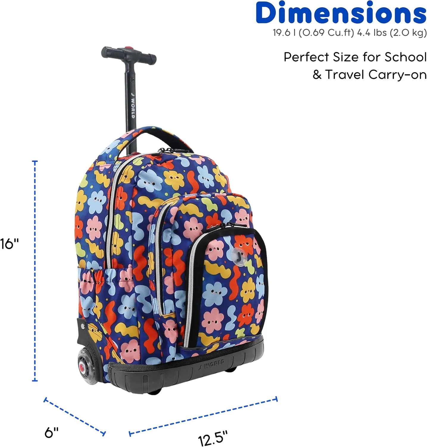 J World New York Lollipop Kids Rolling Backpack & Lunch Bag Set, Baby Cloud, One Size