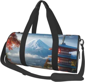 Japan Mount Fuji Landscape Printed Sports Gym Bag for Men Women Foldable Duffel Bag Carry On Weekender Bag for Travel Sports