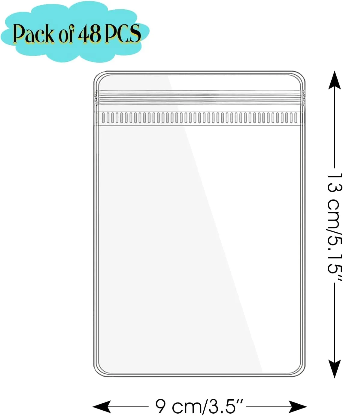 Jewelry Pouch Clear Self Seal Plastic Zipper Bags for Necklace Bracelet Packing Storage Transparent PVC Lock Pouches, Pack of 48