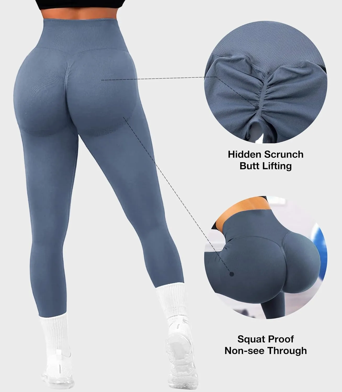 JGS1996 Hidden Scrunch Butt Lifting Leggings for Women Tummy Control High Waisted Workout Gym Seamless Impact Yoga Pants