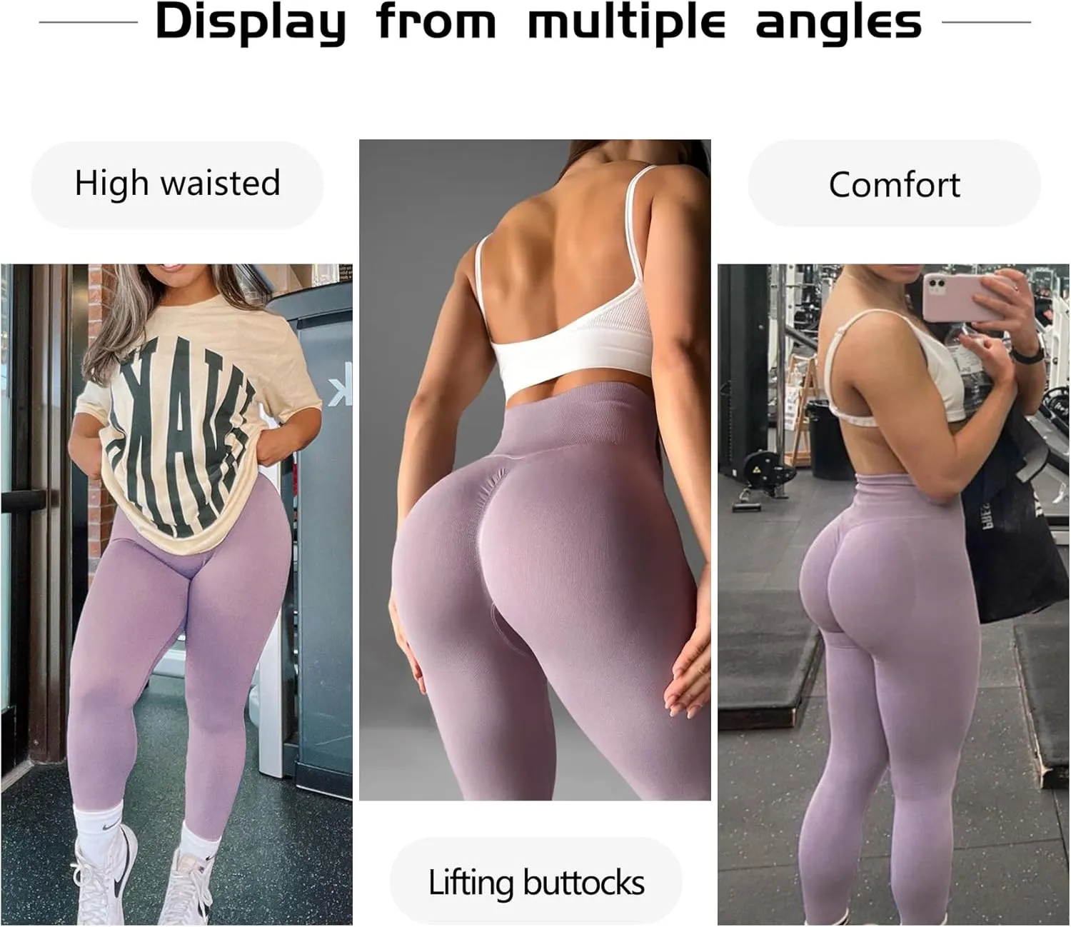 JGS1996 Hidden Scrunch Butt Lifting Leggings for Women Tummy Control High Waisted Workout Gym Seamless Impact Yoga Pants