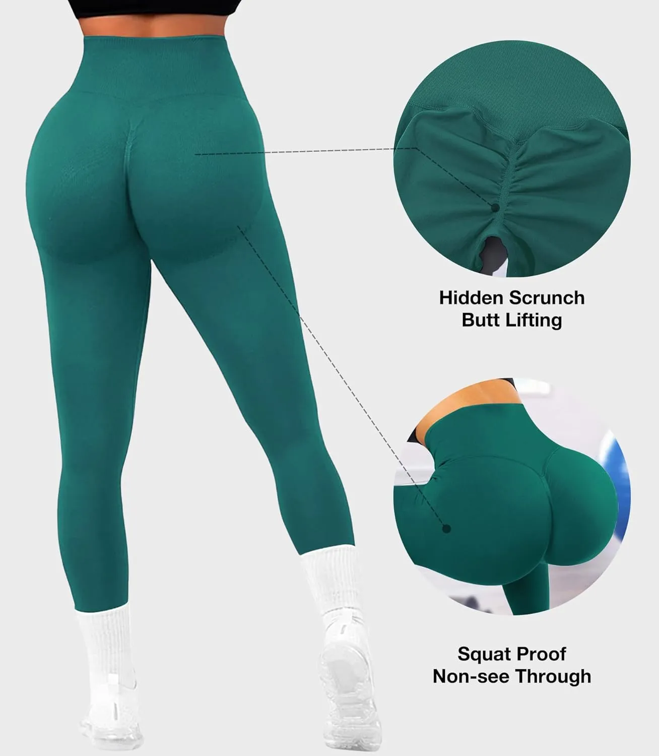 JGS1996 Hidden Scrunch Butt Lifting Leggings for Women Tummy Control High Waisted Workout Gym Seamless Impact Yoga Pants