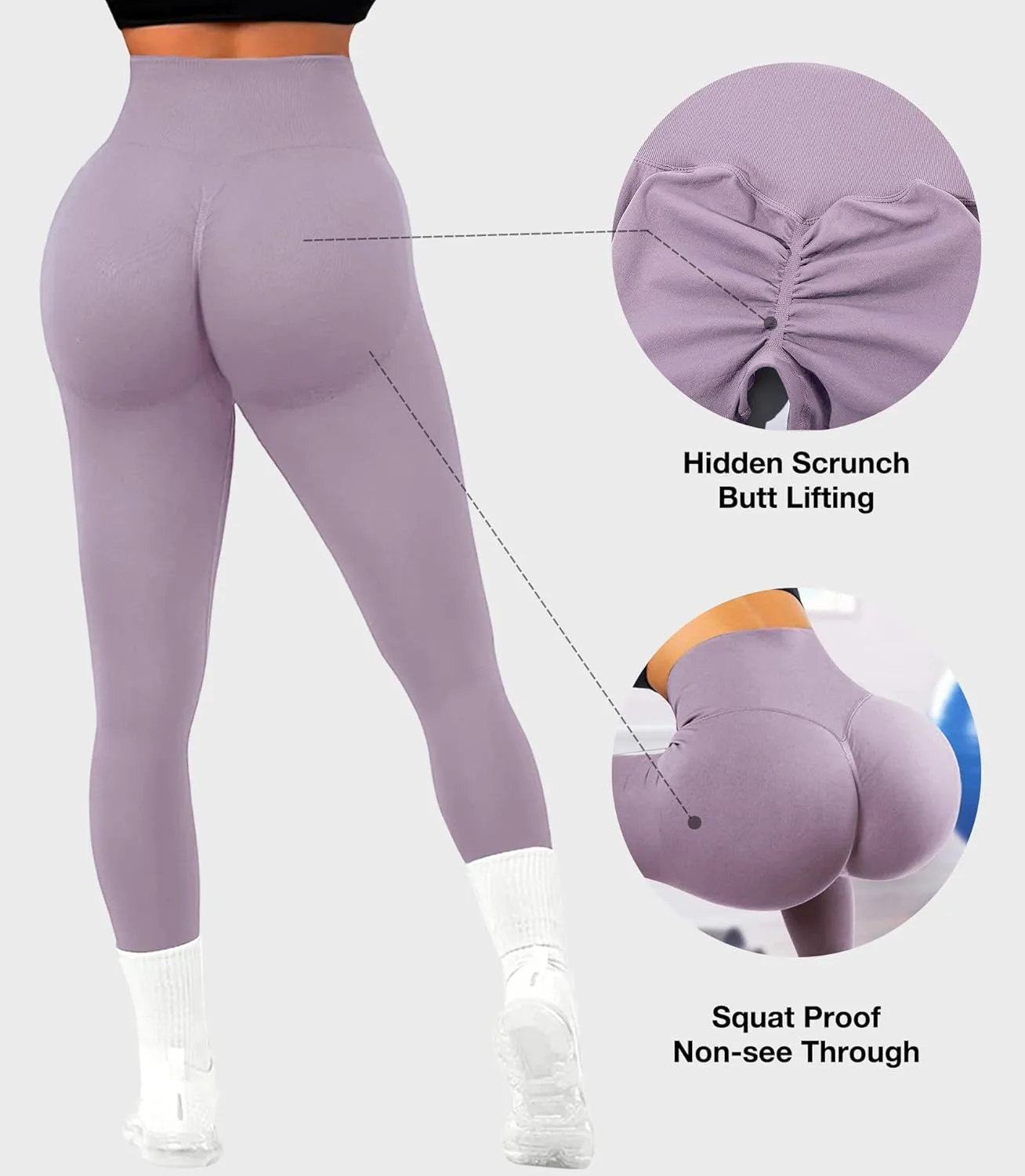 JGS1996 Hidden Scrunch Butt Lifting Leggings for Women Tummy Control High Waisted Workout Gym Seamless Impact Yoga Pants