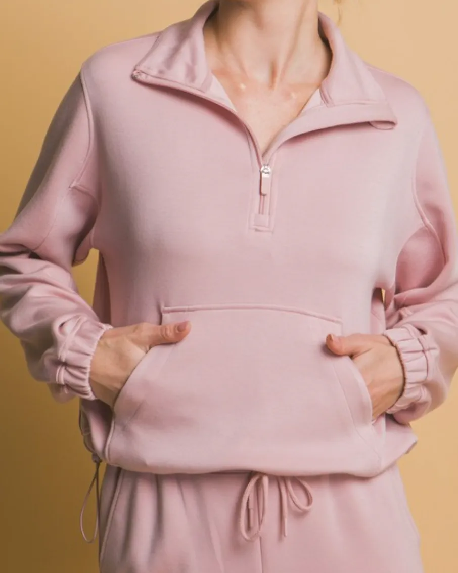 joie 1/2 zip top -soft pink
