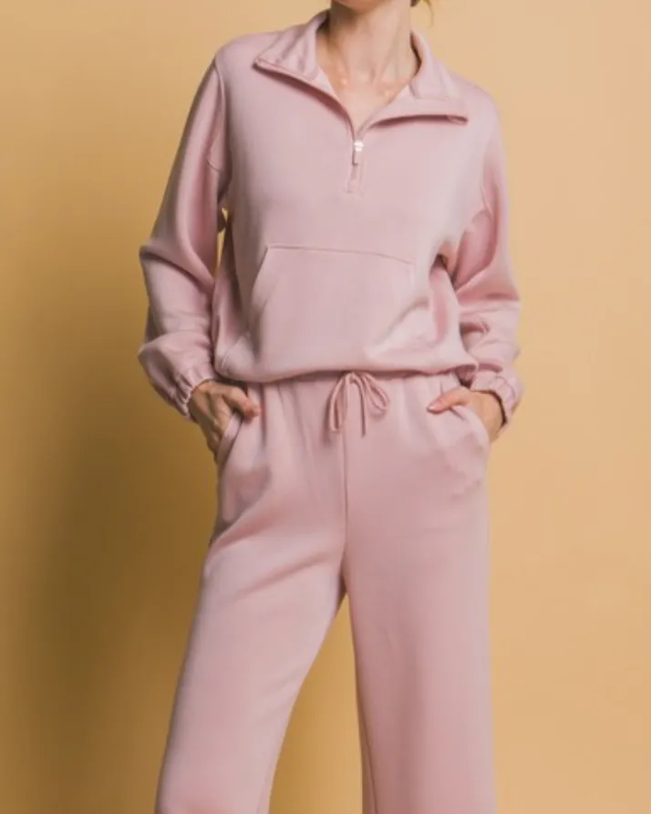 joie 1/2 zip top -soft pink