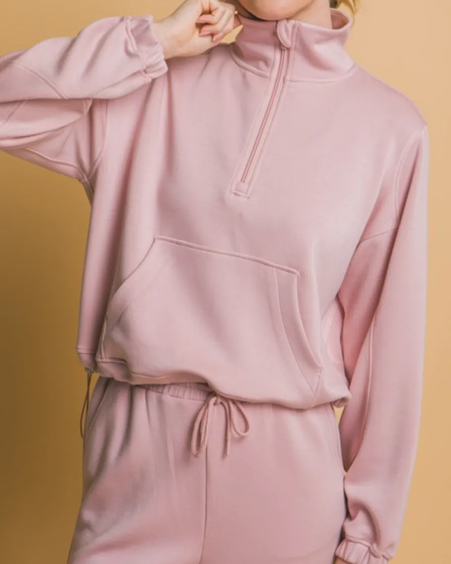 joie 1/2 zip top -soft pink