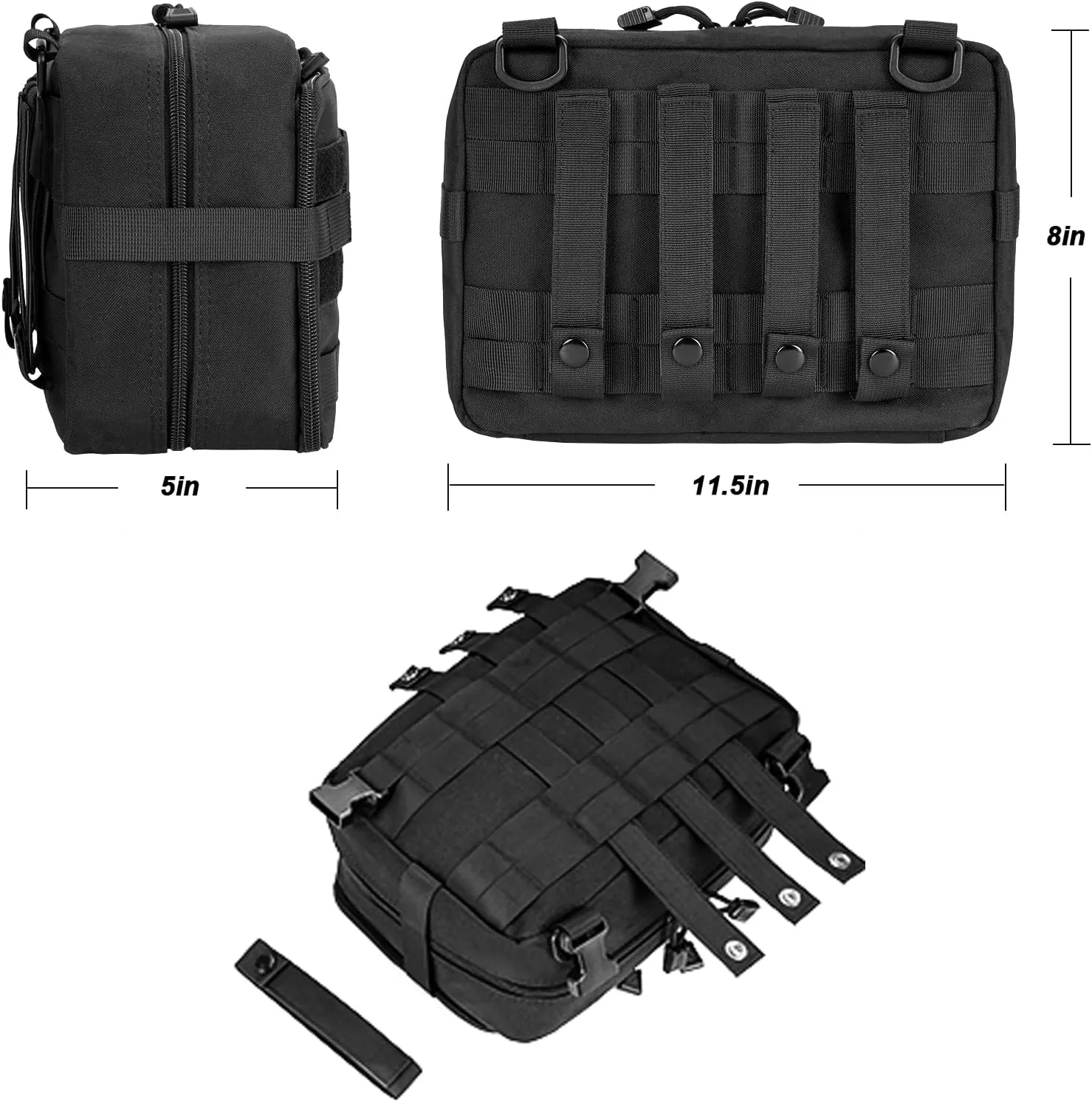 Jueachy Tactical Molle Pouch Large Admin Bag Utility Tool Pouches Molle Attachment EDC Pouches Expandable Molle Accessories Organizer Medical Pocket U.S.A Patch Included