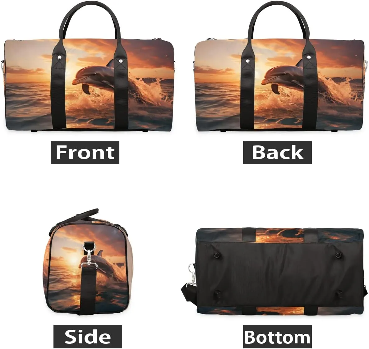 Jumping Dolphin Foldable Lightweight Duffle Bag for Travel - Waterproof Carry On Bags for Airplanes, Travel Duffel Bags for Gym, Weekend