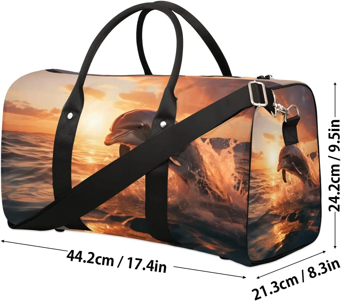 Jumping Dolphin Foldable Lightweight Duffle Bag for Travel - Waterproof Carry On Bags for Airplanes, Travel Duffel Bags for Gym, Weekend