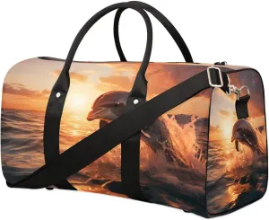 Jumping Dolphin Foldable Lightweight Duffle Bag for Travel - Waterproof Carry On Bags for Airplanes, Travel Duffel Bags for Gym, Weekend