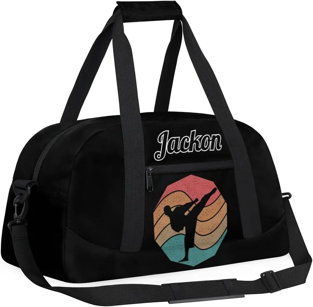 Karate Taekwondo Custom Sports Gym Bag for Girls Boys, Overnight Duffel Bags Cheerleader for Kids Personalized Dance Bag, Gymnastics Duffel Bag