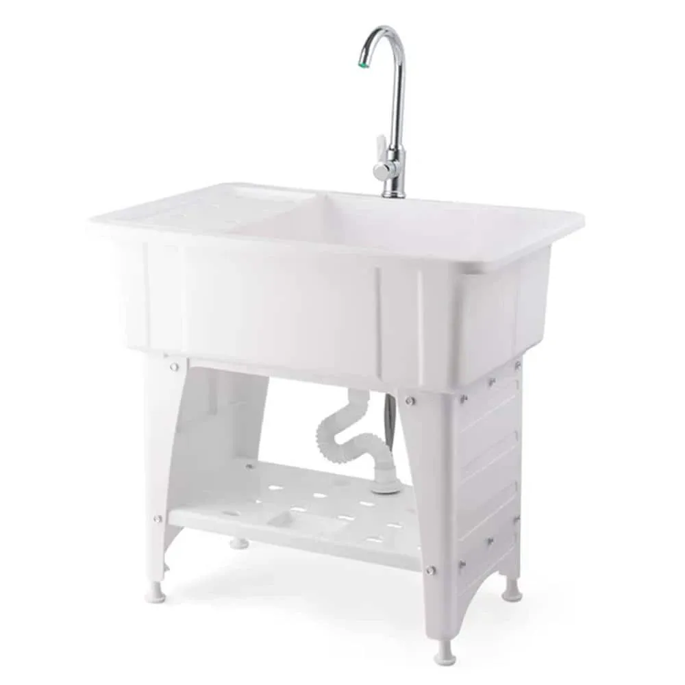 Karl home 32.3" Freestanding Laundry Utility Sink in White with Faucet