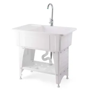 Karl home 32.3" Freestanding Laundry Utility Sink in White with Faucet