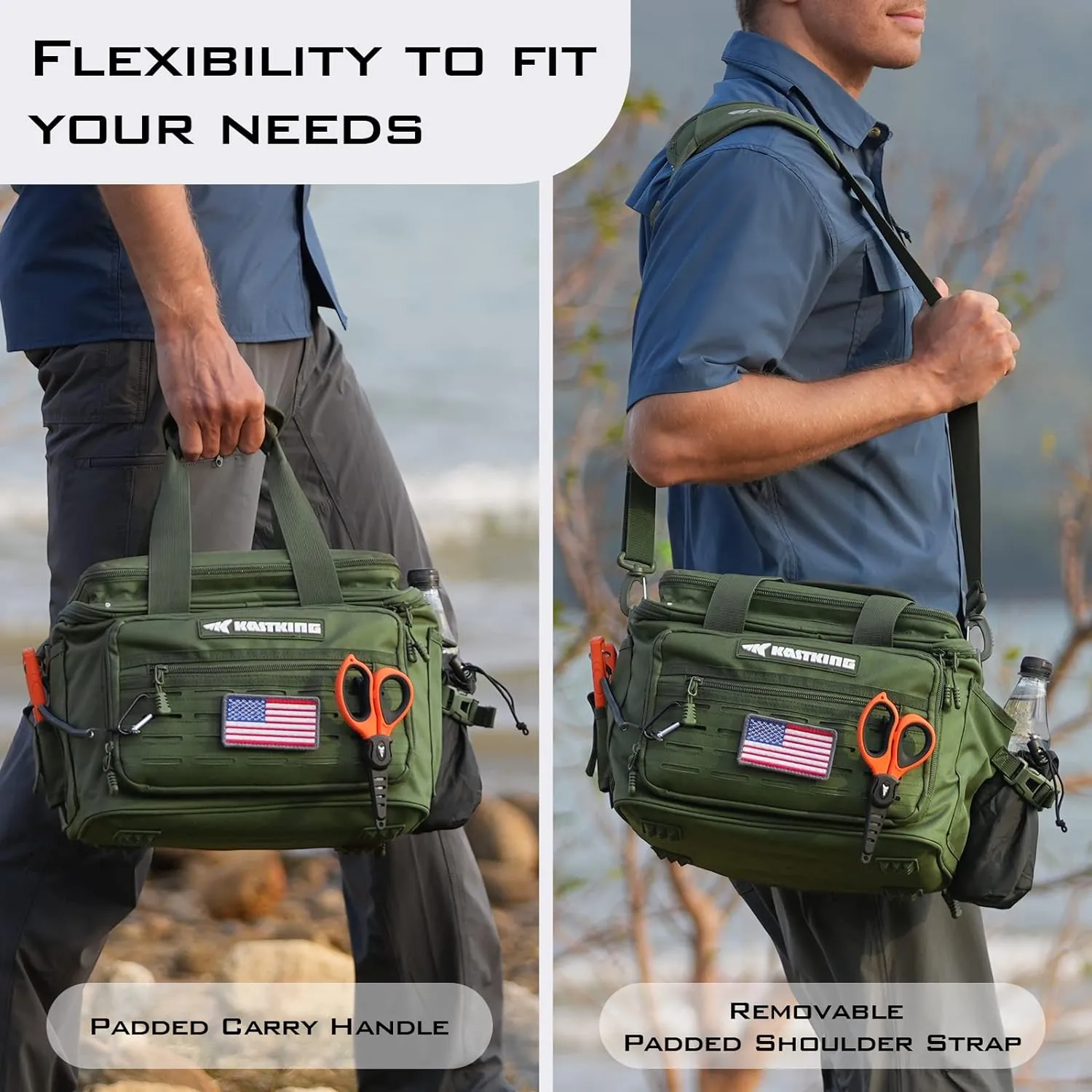 KastKing Fishing Tackle Bags - Saltwater & Freshwater Fishing Bags - Water Resistant, Padded Shoulder Strap - Gear Storage