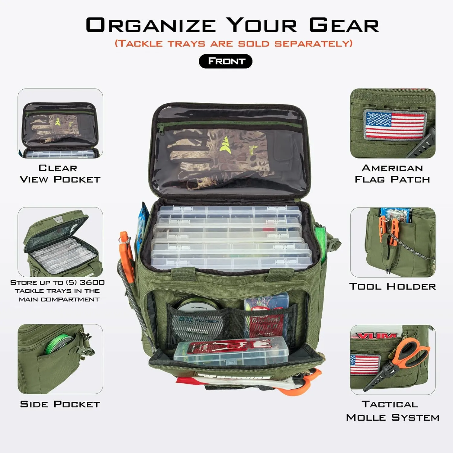 KastKing Fishing Tackle Bags - Saltwater & Freshwater Fishing Bags - Water Resistant, Padded Shoulder Strap - Gear Storage