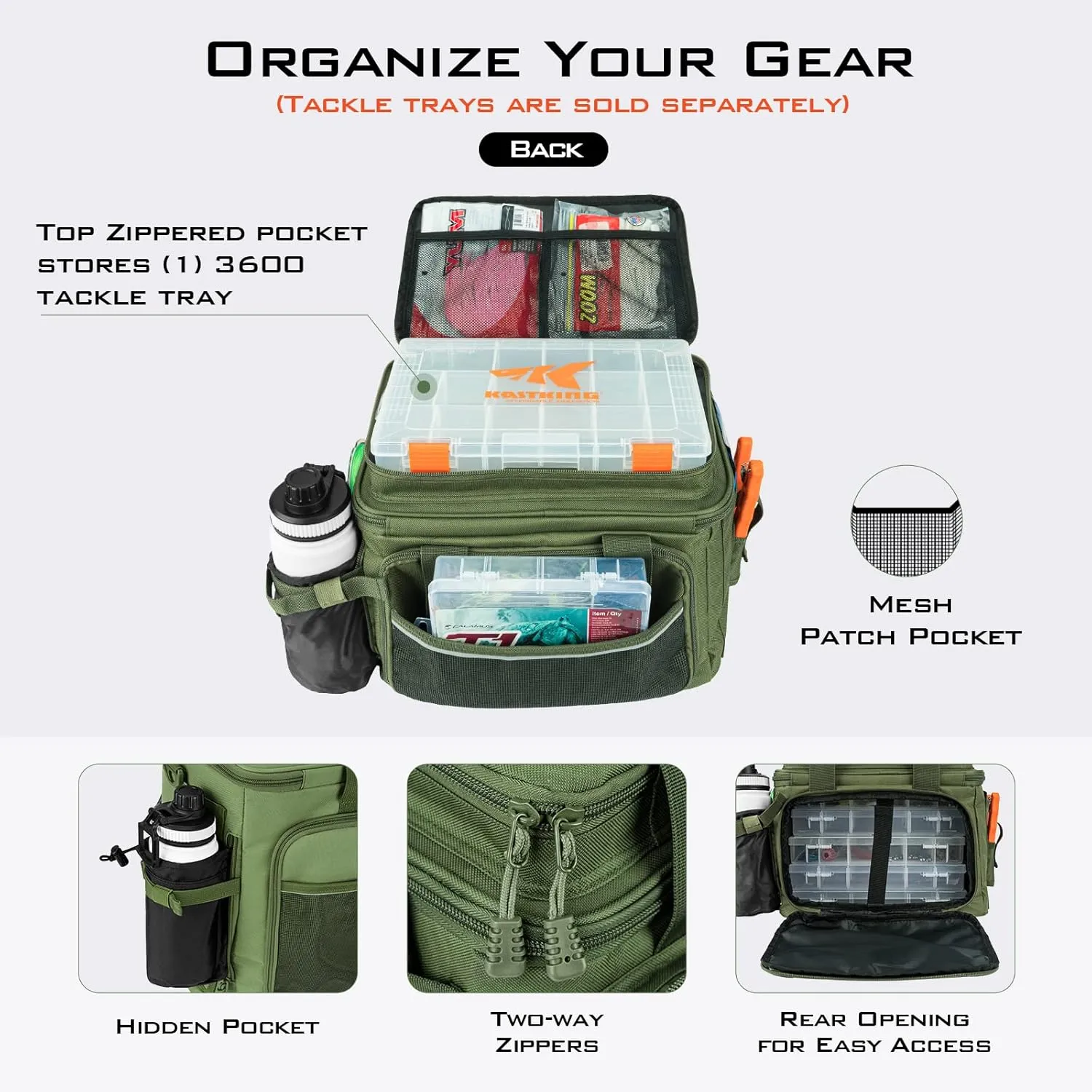 KastKing Fishing Tackle Bags - Saltwater & Freshwater Fishing Bags - Water Resistant, Padded Shoulder Strap - Gear Storage