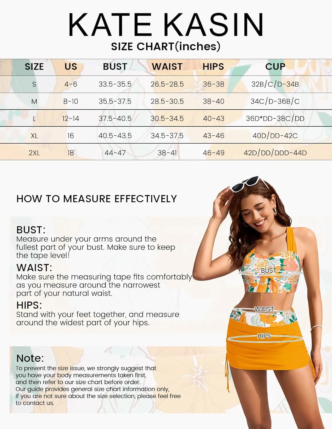 Kate Kasin Women's High Waist Bikini Set 2 Piece Crop Top Swim Skirt Modest Swimsuit Tummy Control Bathing Suit