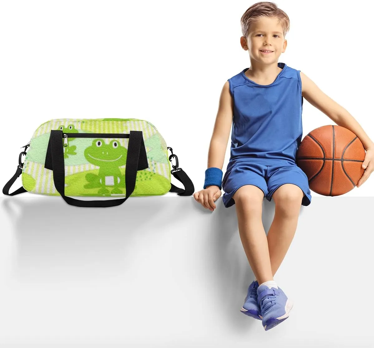 Kawaii Frog Kids Duffel Bag for Girls Boys Teens, Frog Oil Painting Dance Bag Overnight Small Duffel Bag Carry On Weekend Sports Gym Travel Bag for School Practice Gymnastics Ballet