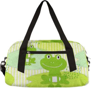 Kawaii Frog Kids Duffel Bag for Girls Boys Teens, Frog Oil Painting Dance Bag Overnight Small Duffel Bag Carry On Weekend Sports Gym Travel Bag for School Practice Gymnastics Ballet