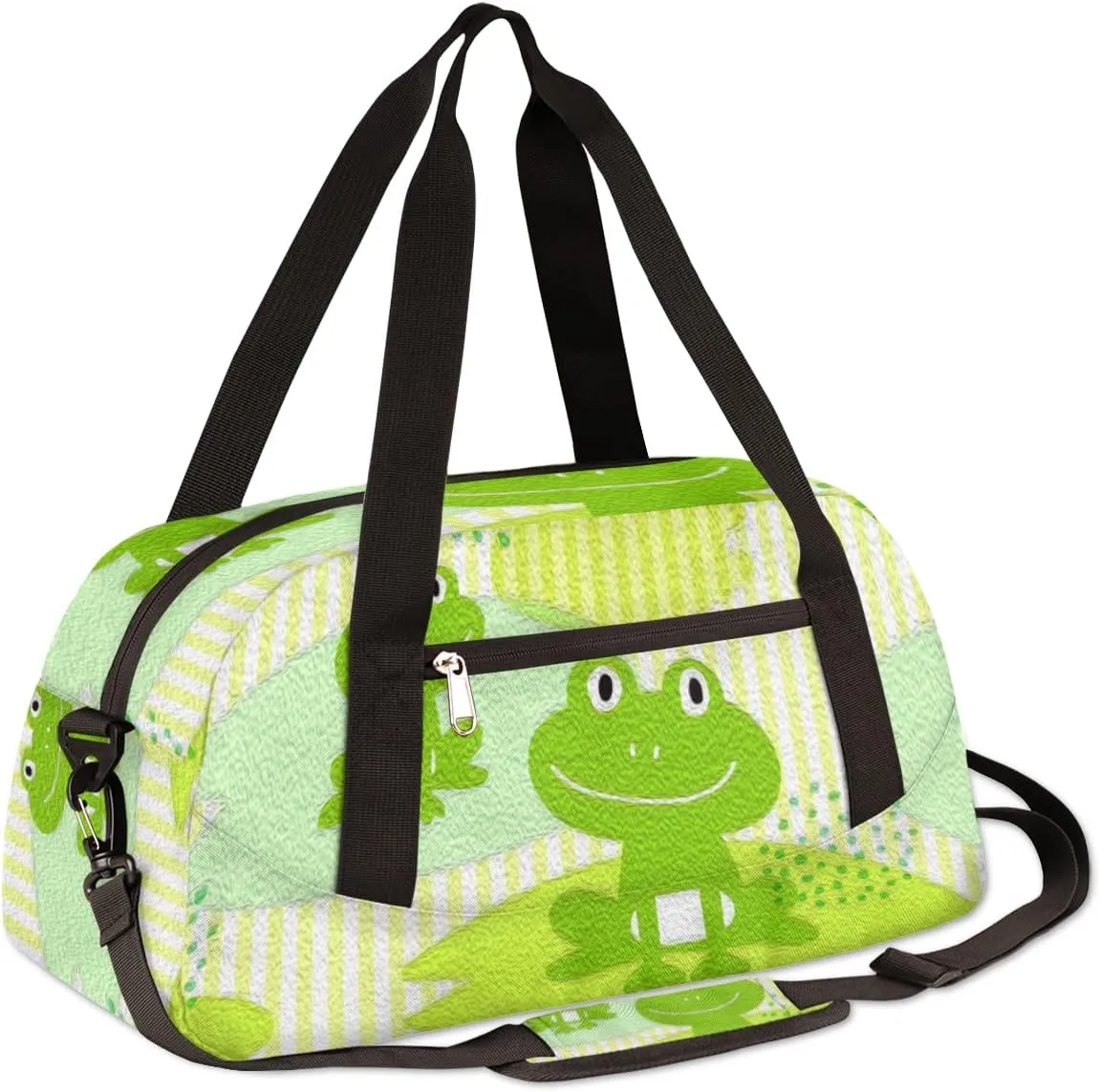 Kawaii Frog Kids Duffel Bag for Girls Boys Teens, Frog Oil Painting Dance Bag Overnight Small Duffel Bag Carry On Weekend Sports Gym Travel Bag for School Practice Gymnastics Ballet