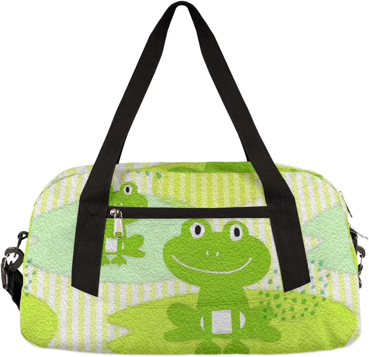 Kawaii Frog Kids Duffel Bag for Girls Boys Teens, Frog Oil Painting Dance Bag Overnight Small Duffel Bag Carry On Weekend Sports Gym Travel Bag for School Practice Gymnastics Ballet