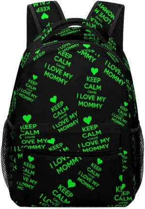 Keep Calm Love My Mommy Travel Backpack Water Resistant Luggage Daypack Business Weekender Bag for Men Women