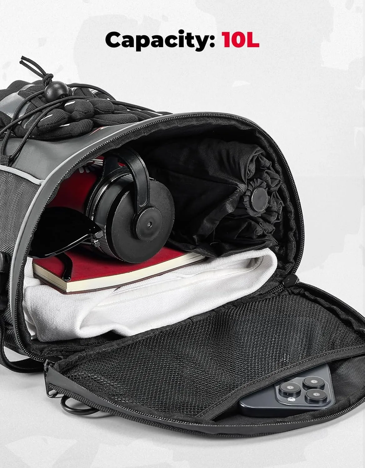 KEMIMOTO Motorcycle Tail Bag Waterproof Storage Bag Rear Rack Bag Tool Bag With shoulder strap and Waterproof Cover 10L Silver
